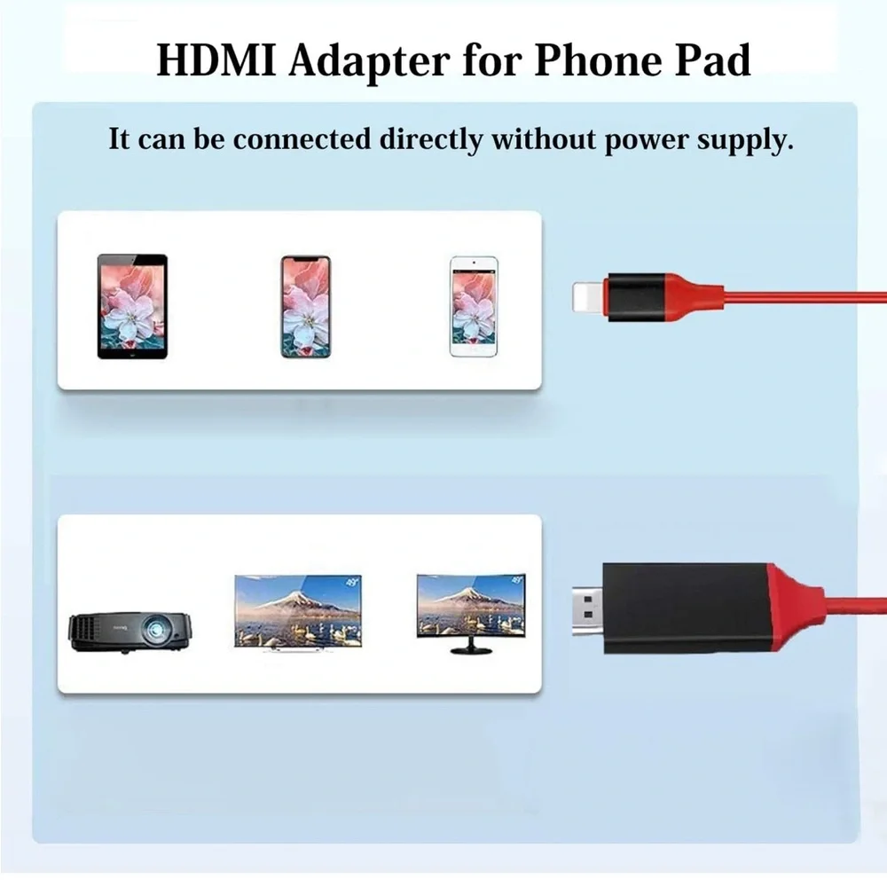 HDMI/ Lightning Canle. 6.6 Ft long Apple MFi Certified